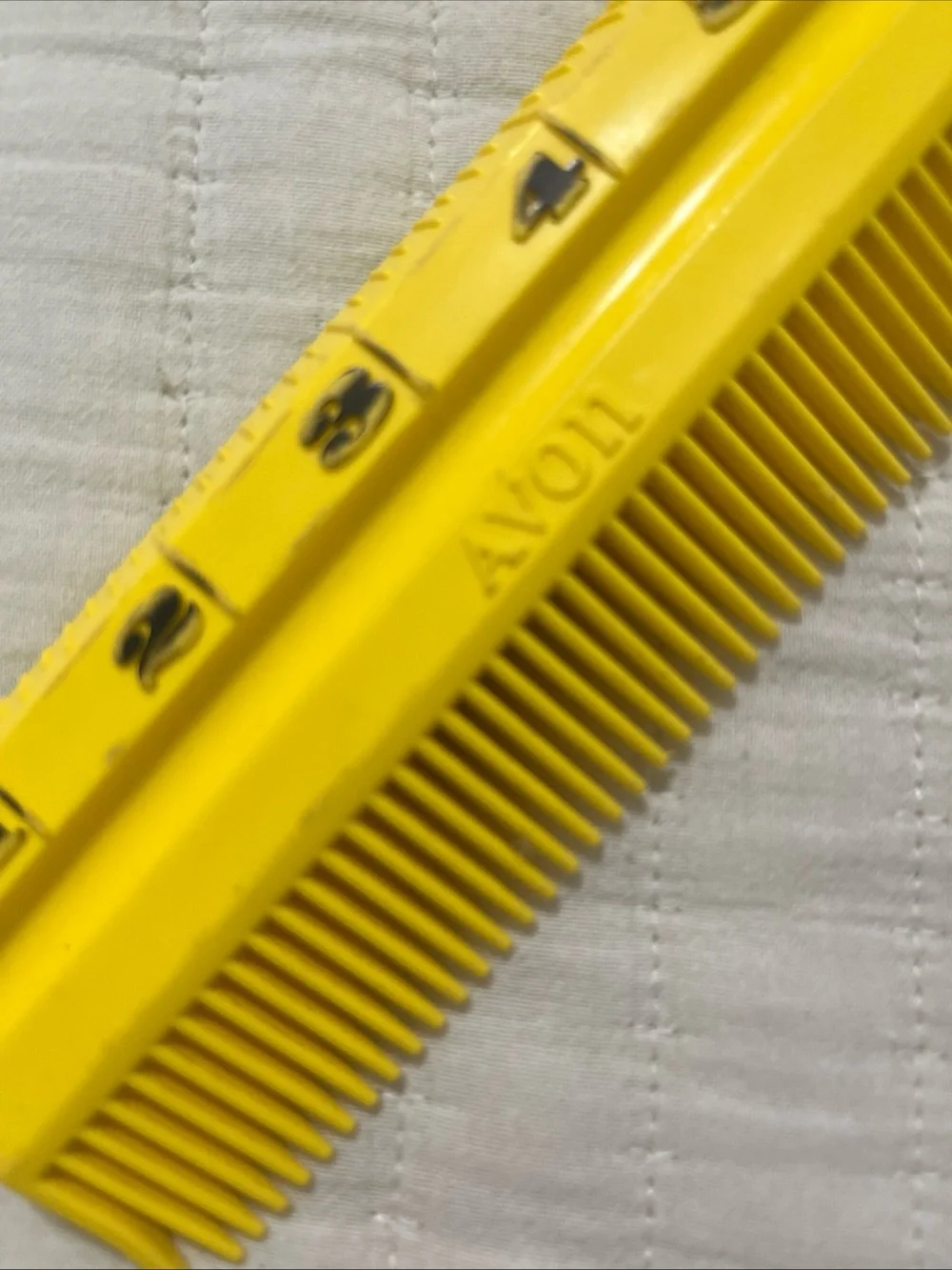 Vintage Avon Yellow Child’s Comb Two Sided Ruler Alphabet